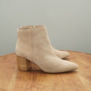 Blondo Womens Tasel Ankle Boots Beige Suede Block Heel Waterproof Size 6.5 M